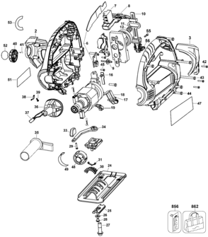 Default Diagram and Parts List for FS615JS Type 1 Black and Decker Jig Saw